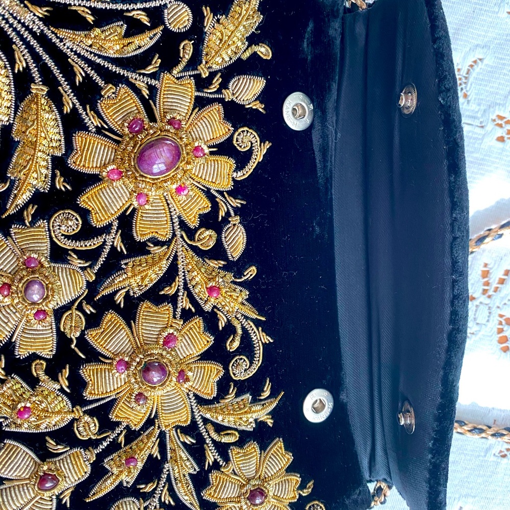Vintage bejeweled double sided evening clutch black sparkle